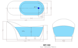 Bevel Free Standing Bathtub 1485*695*790mm