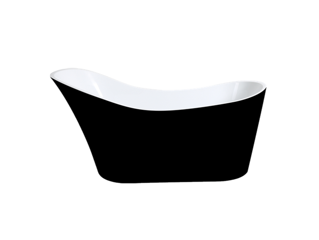 Bevel Gloss Black & White Free Standing Bathtub 1700*730*835mm
