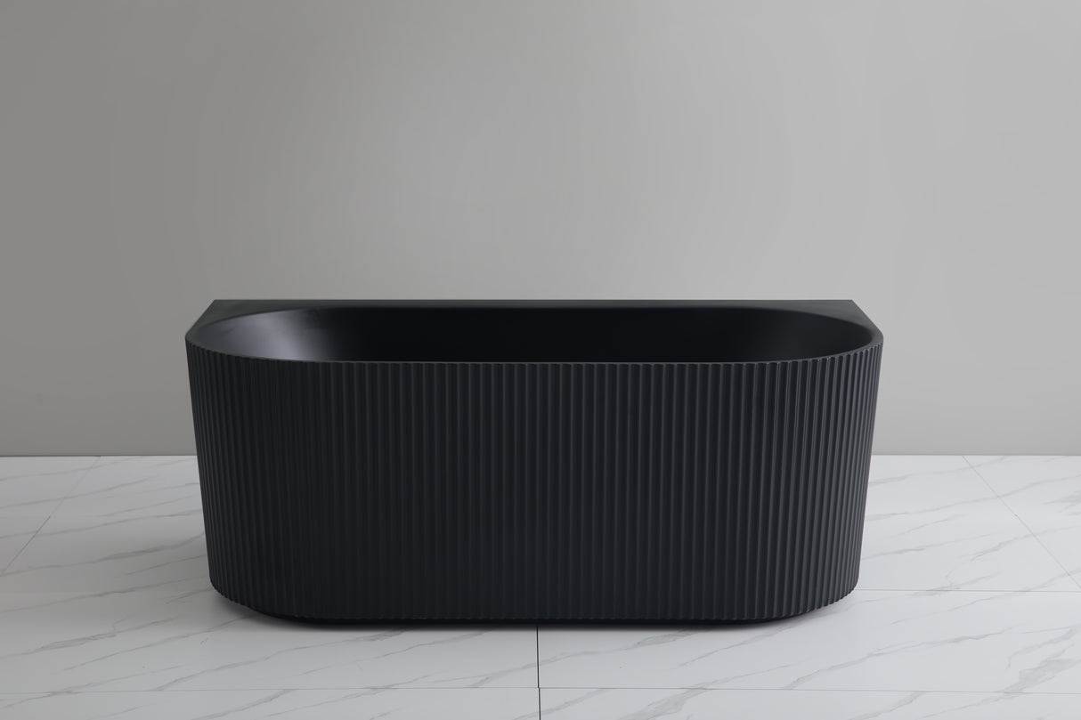 Bari Matte Black Groove Fluted Back-to-Wall Bathtub 1500*750*580mm
