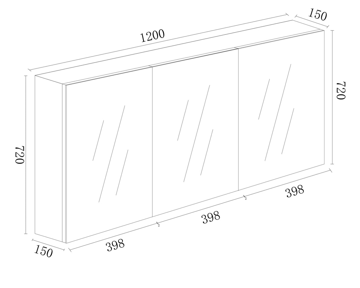 PVC Shaving Cabinet 1200mm - Gloss White