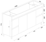 BIANCA 1500mm PVC Freestanding Vanity