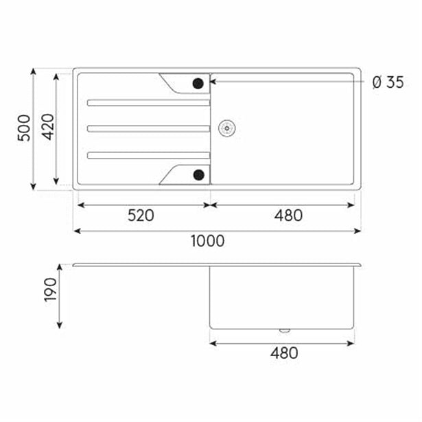 BLAUPUNKT ALENTO SINGLE BOWL SINK AND DRAINER, LARGE (GRANITE)
