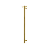 Round Vertical Brushed Brass Electric Heated Towel Rack Single Bar