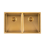 Handmade Stainless Steel Brushed Brass Double Bowl Kitchen Sink 1.2mm (Top/Flush/Undermount) 820*457*230mm