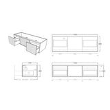 Bellevue Woodgrain Wall Hung Fluted Vanity 1500X496X380MM