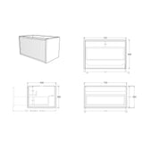 Bellevue Woodgrain Wall Hung Fluted Vanity 740X496X380MM