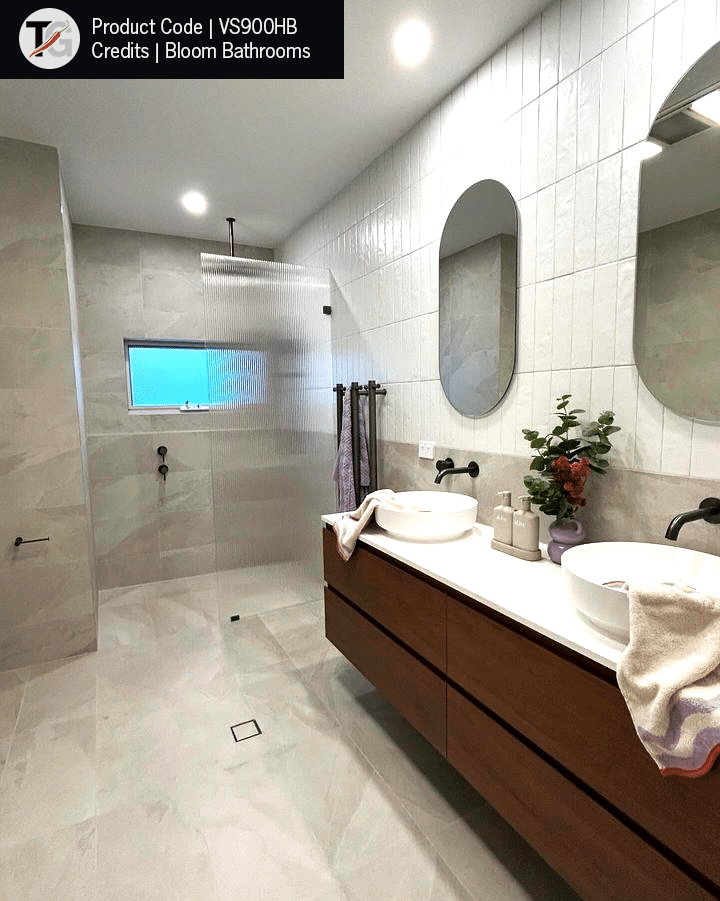 VS900HB Matt Black Round Vertical Single Heated Rail