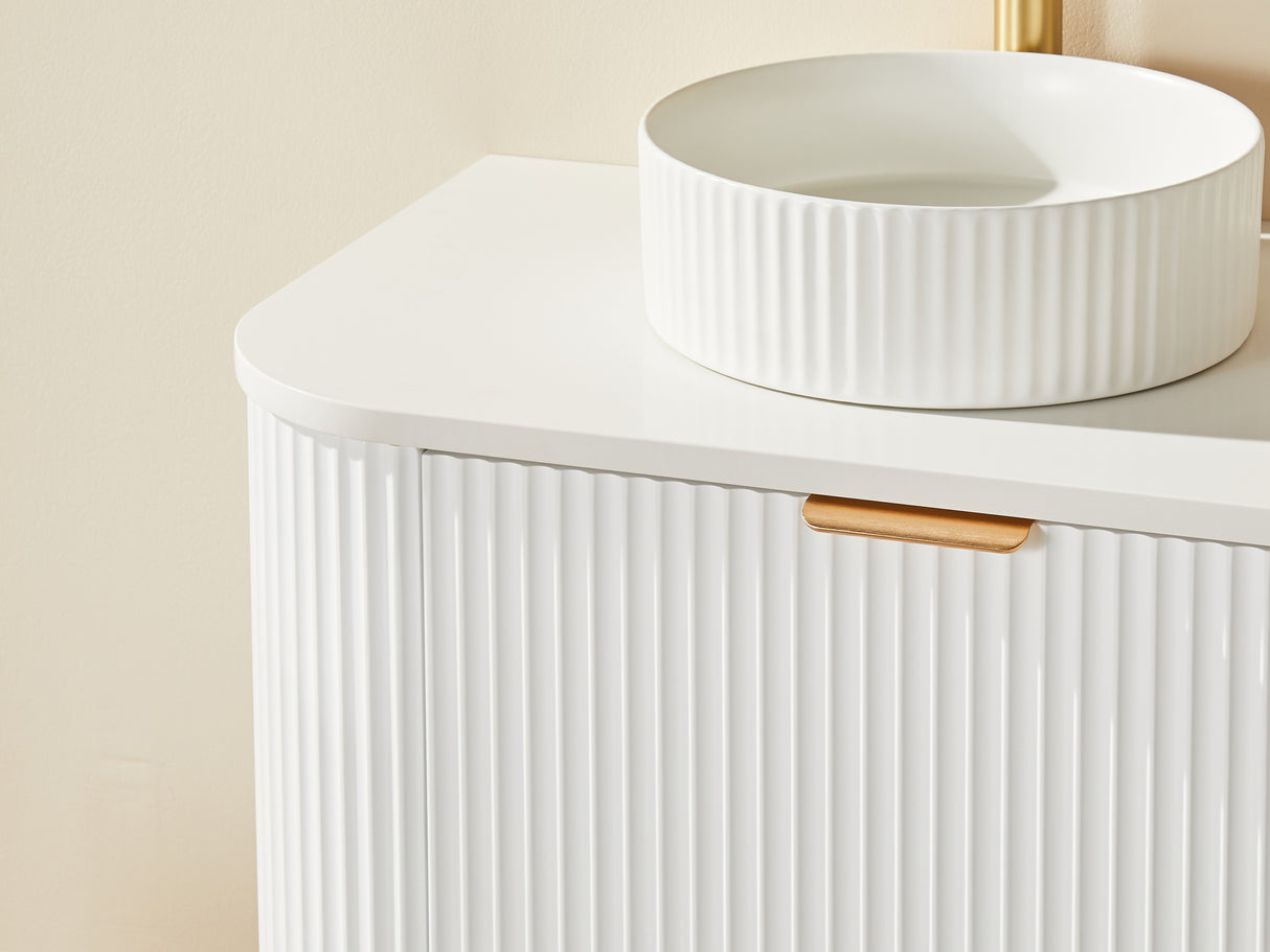 Avalon Double Bowl Curved Wall Hung Fluted Vanity 1790X493X470MM