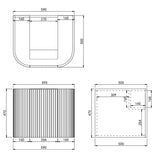 Avalon Curved Wall Hung Fluted Vanity 600X493X470MM