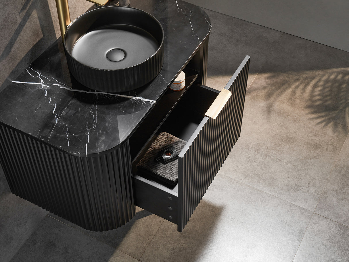 Avalon Curved Wall Hung Fluted Vanity 890X493X470MM