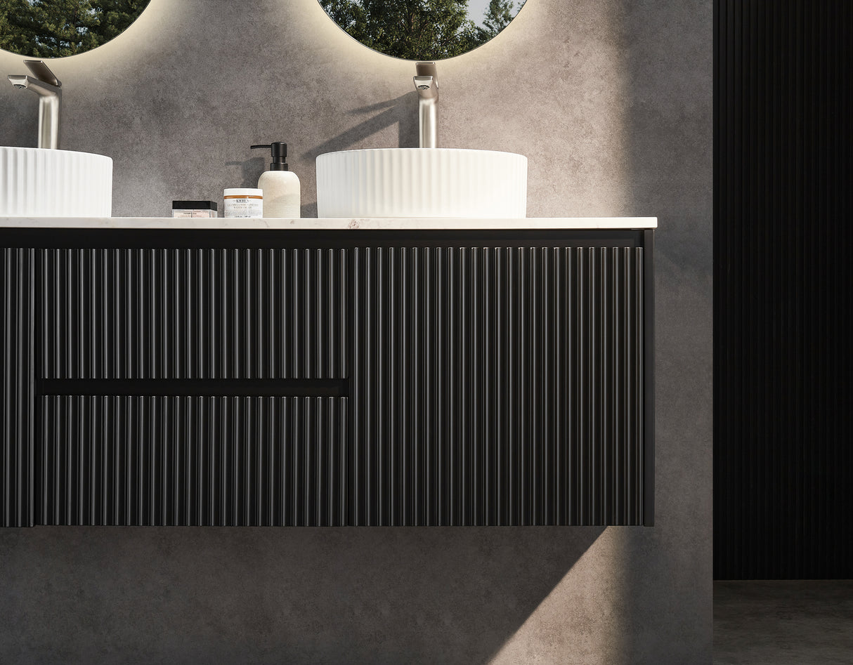 Brindabella Double Bowl Wall Hung Fluted Vanity 1200X455X480MM