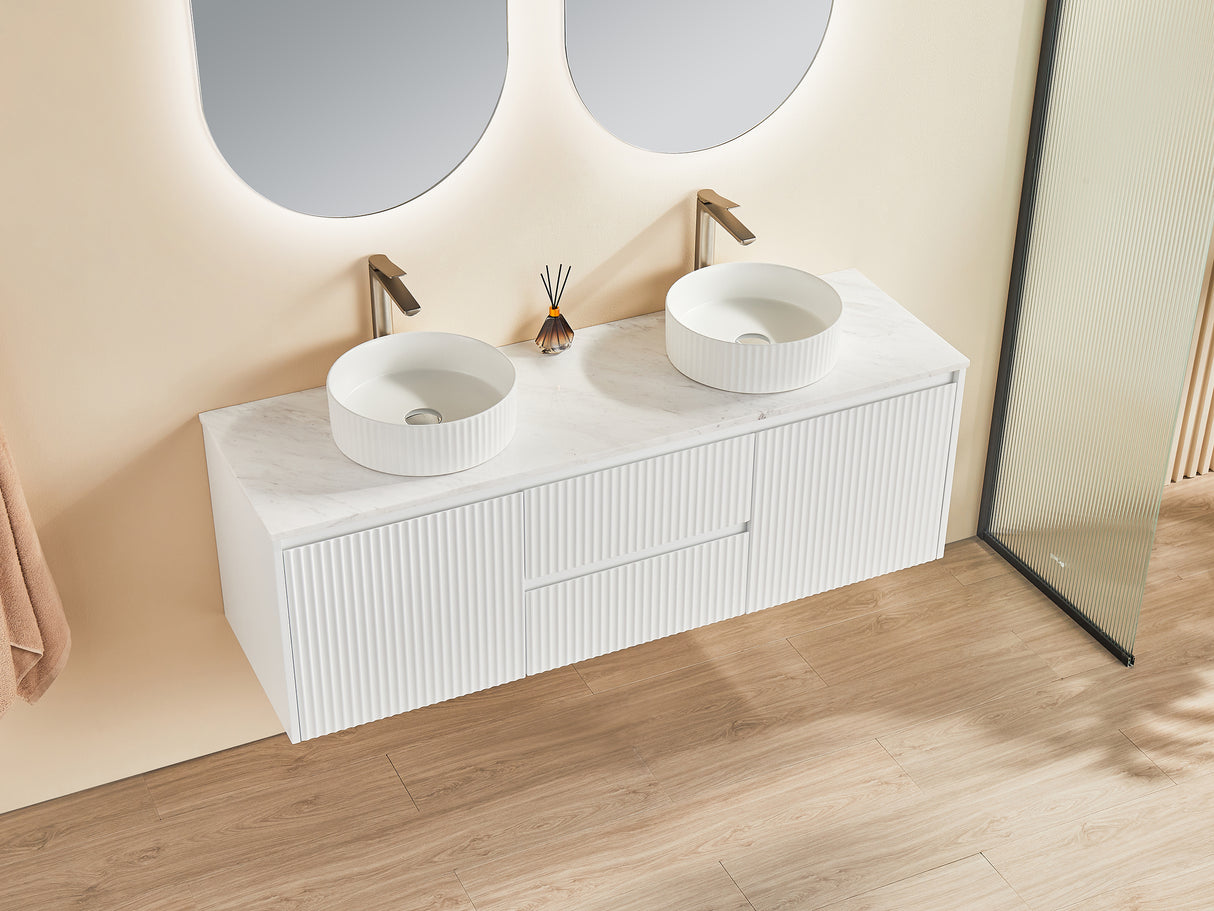 Brindabella Double Bowl Wall Hung Fluted Vanity 1200X455X480MM