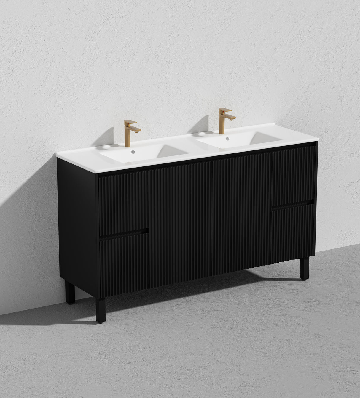 Brighton Double Bowl Free Standing Fluted Vanity 1500X455X860MM
