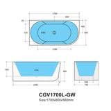 Capri Oval Fluted Freestanding Left Corner Bath 1700X800X580MM