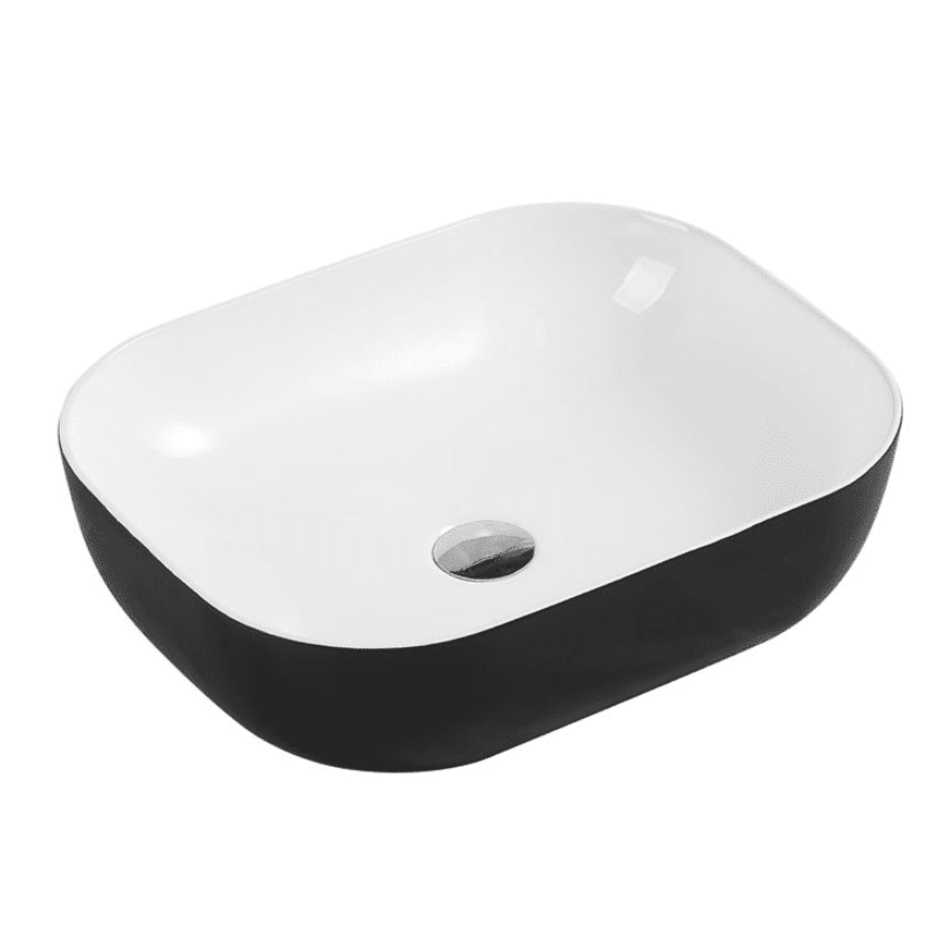 Chur 43 Counter-top Round-edged Square Basin - Black & White
