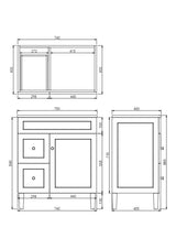 Harrington Free Standing Vanity 750X455X860MM