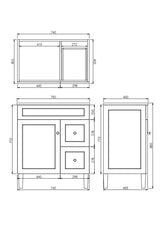 Harrington Free Standing Vanity 750X455X860MM