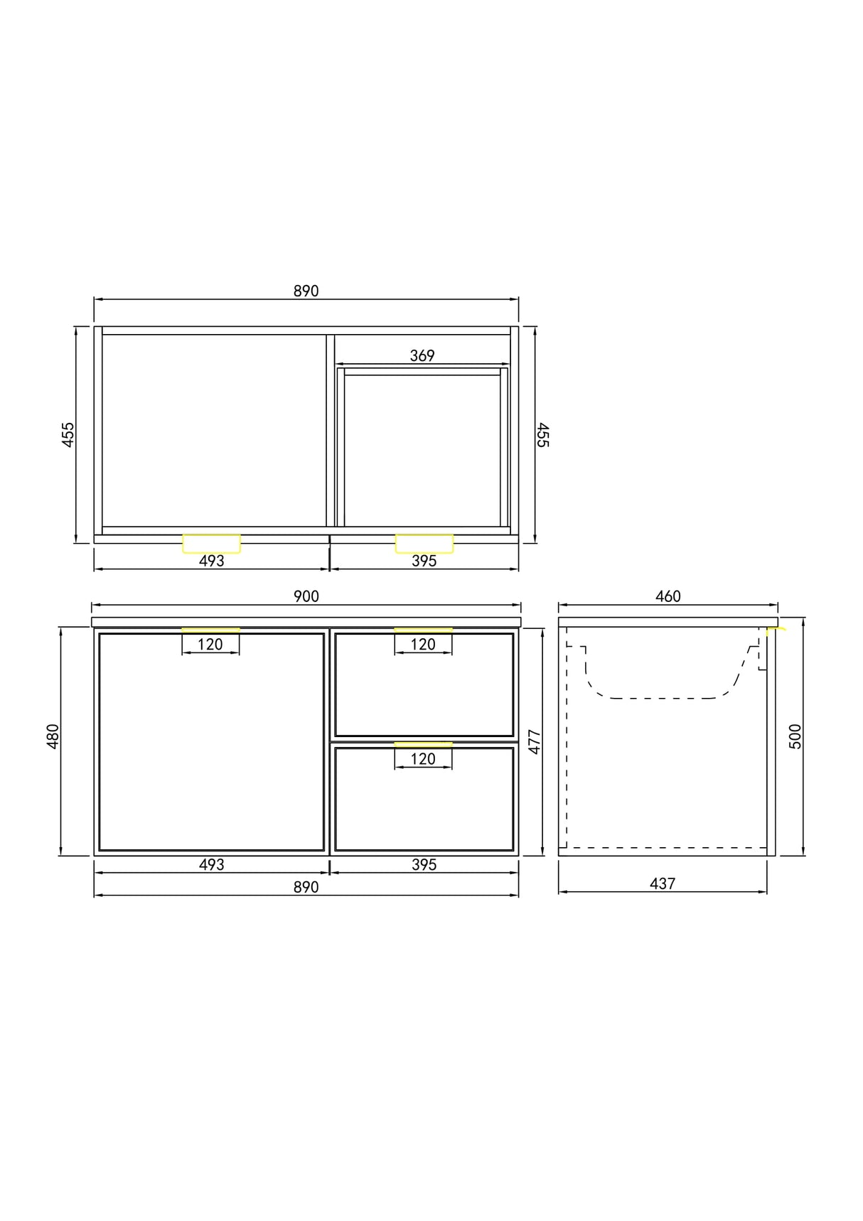 Miami Wall Hung Vanity 900X455X480MM