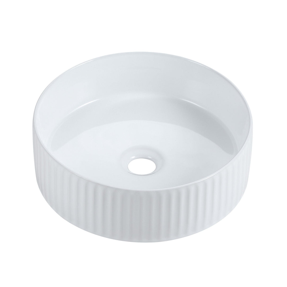 Cora 36 Counter-Top Fluted Round Basin- Gloss White