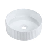 Cora 36 Counter-Top Fluted Round Basin- Gloss White