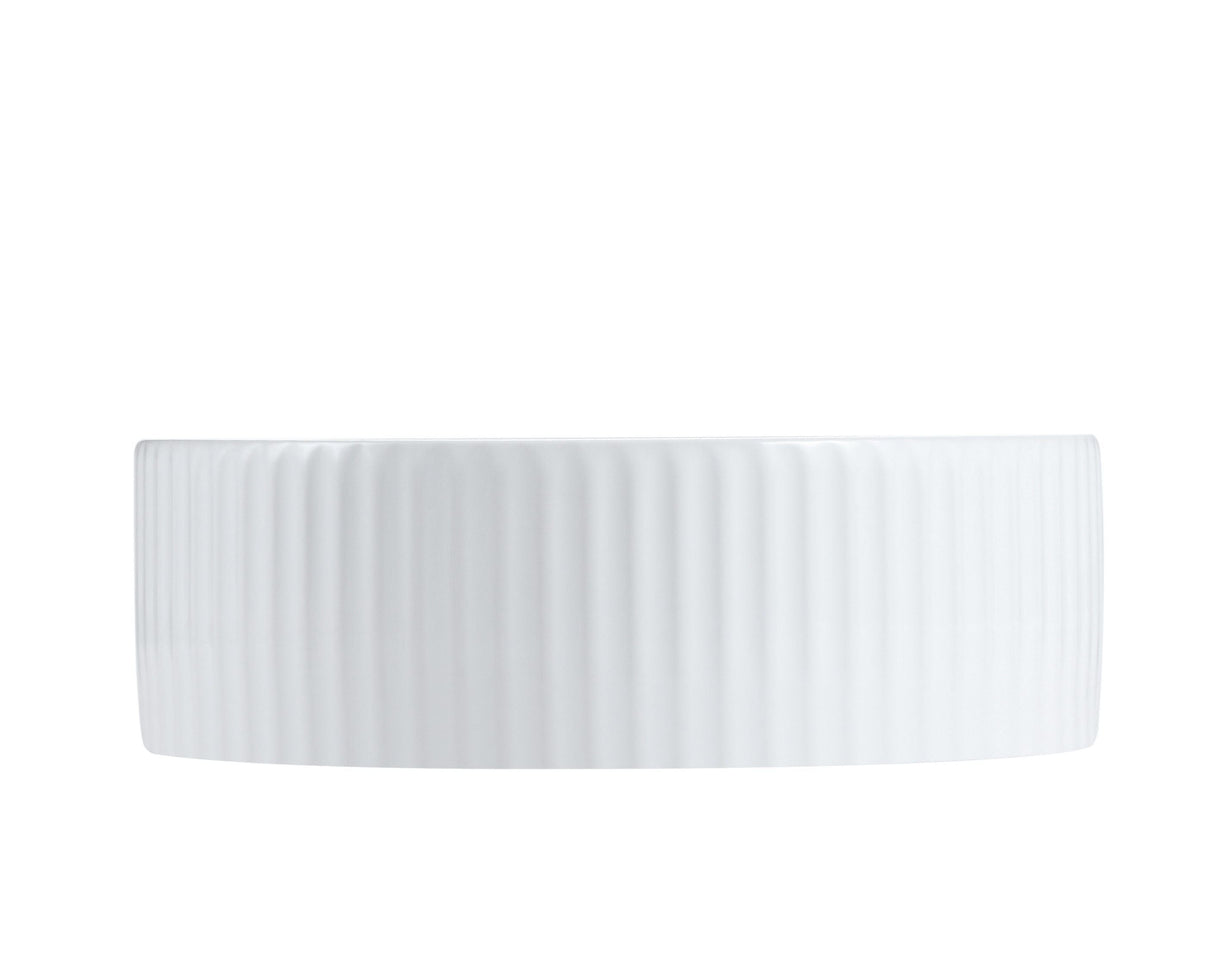 Cora 36 Counter-Top Fluted Round Basin- Gloss White