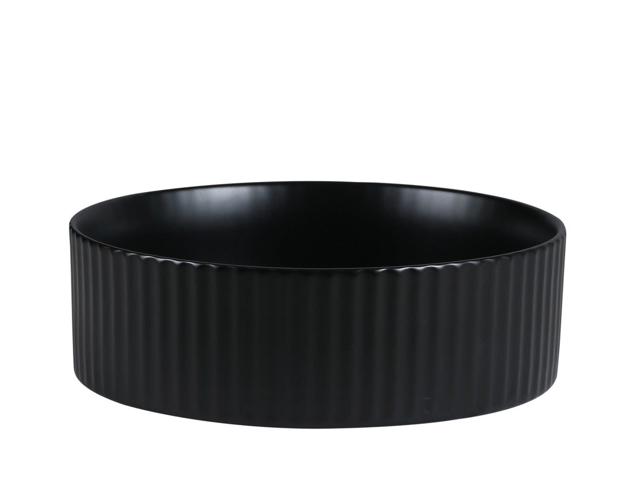 Cora 36 Counter-Top Fluted Round Basin- Matt Black
