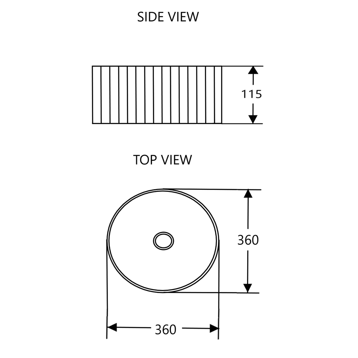 Cora 36 Counter-Top Fluted Round Basin- Matt Black