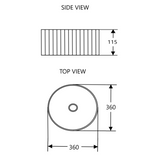 Cora 36 Counter-Top Fluted Round Basin- Matt Black