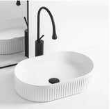 Cora 58 Counter-Top Fluted Oval Basin - Gloss White