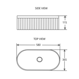 Cora 58 Counter-Top Fluted Oval Basin - Gloss White