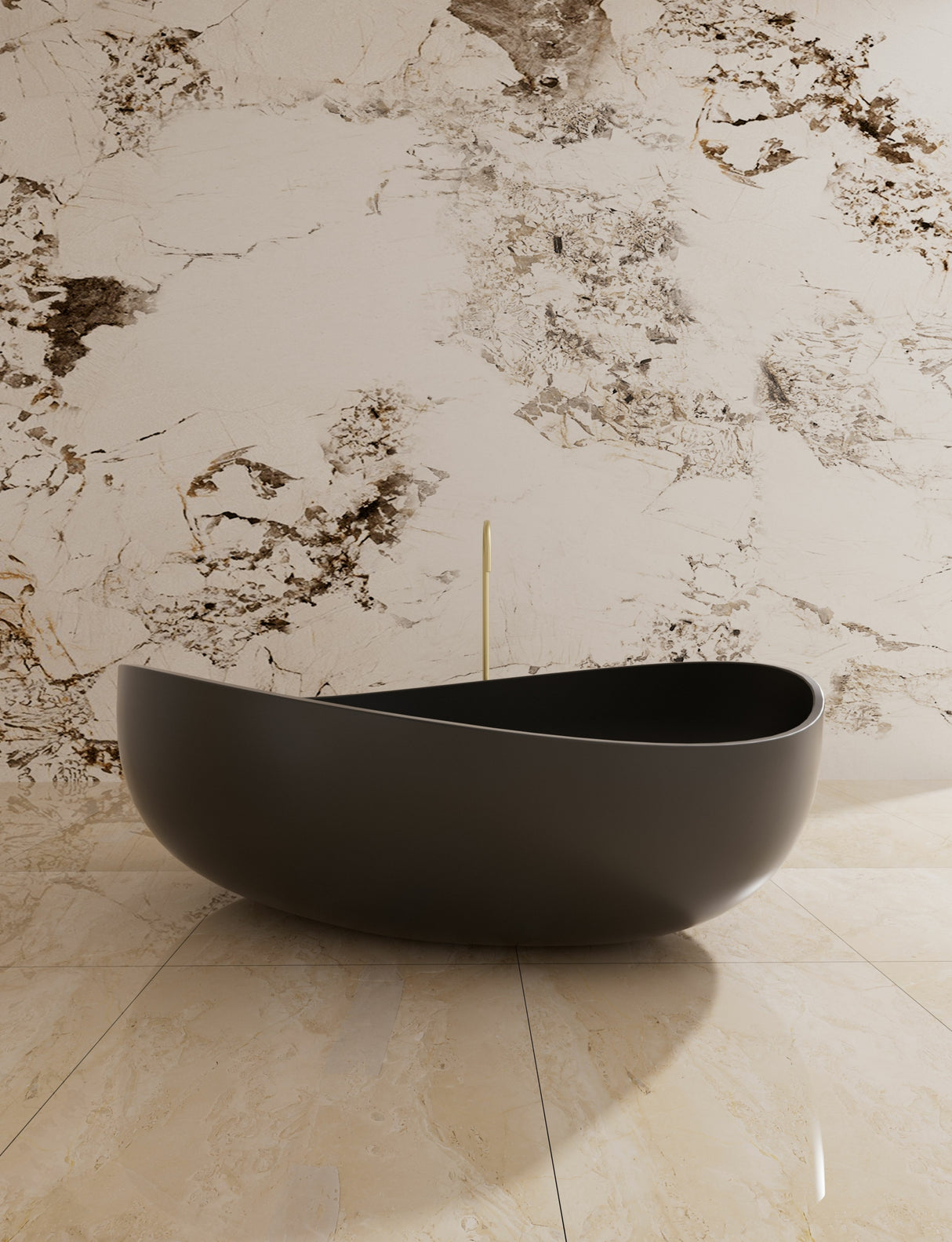 Waverly Matte Black Solid Surface Stone Free Standing Bath 1800mm*1100mm*620mm