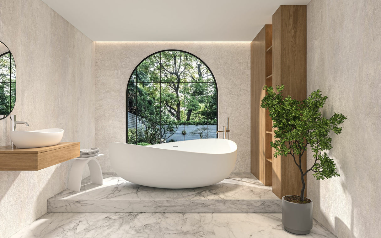 Waverly Matte White Solid Surface Stone Free Standing Bath 1800mm*1100mm*620mm