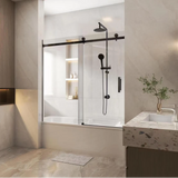 Frameless Adjustable Over Bath Wall to Wall Sliding Shower Screen