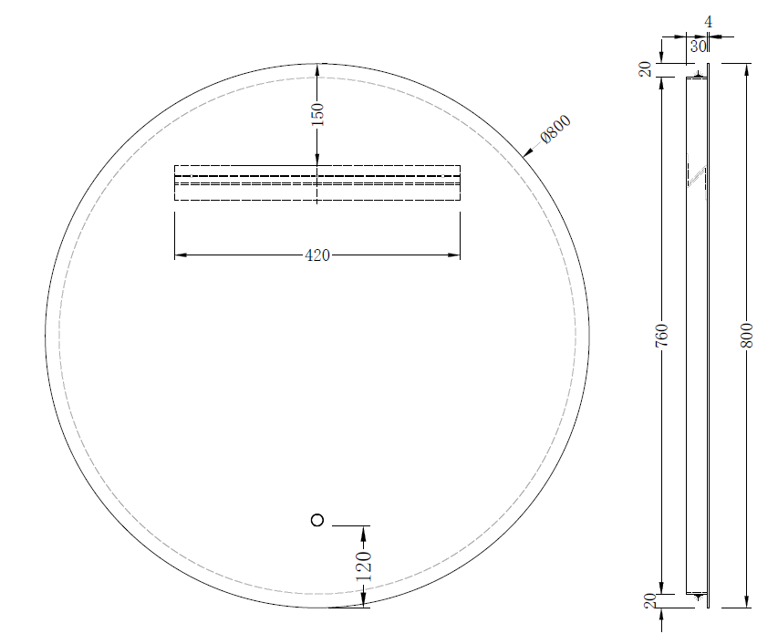 Evelyn Round Frameless LED Mirror | 800 x 800 mm