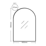 Aluminum Framed 600mm Arch Mirror – Matt Black