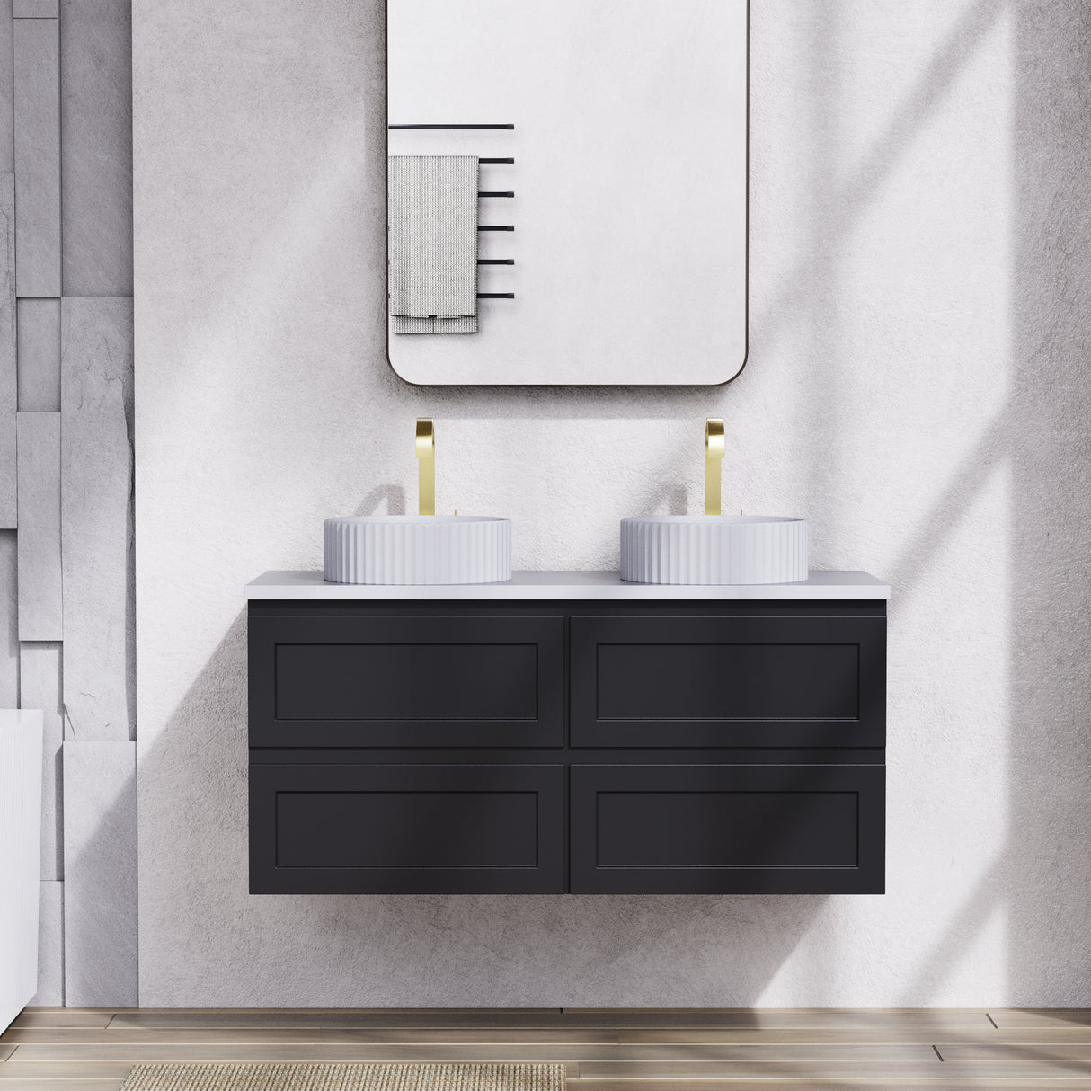 Fremantle Double Bowl Wall Hung Vanity 1200X450X560MM