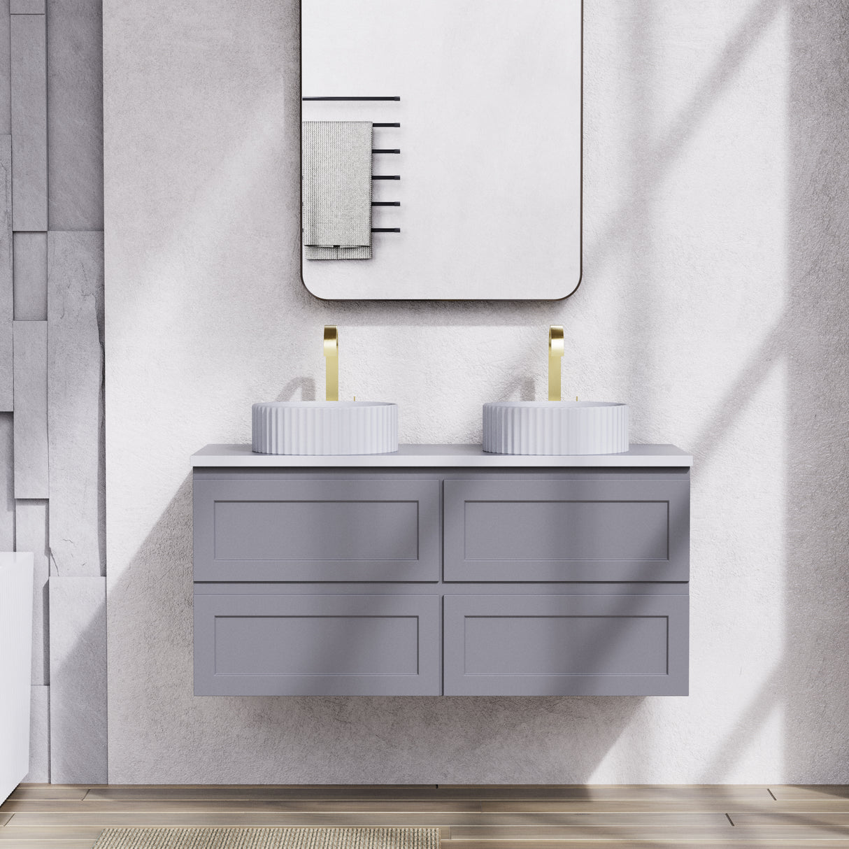 Fremantle Double Bowl Wall Hung Vanity 1200X450X560MM