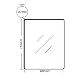 Aluminum Framed 600mm Rectangular Mirror -Matt Black