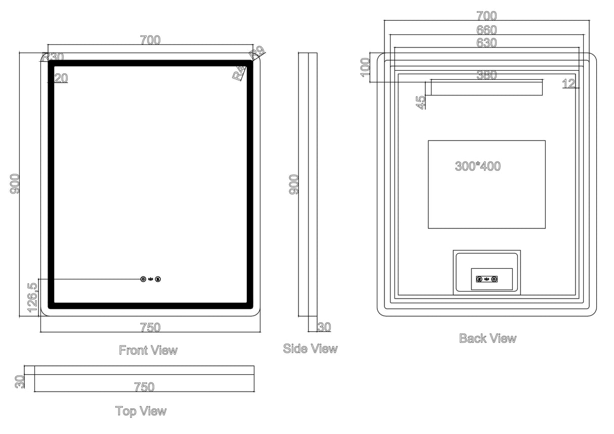 Freya 750×900mm LED Rectangular Mirror