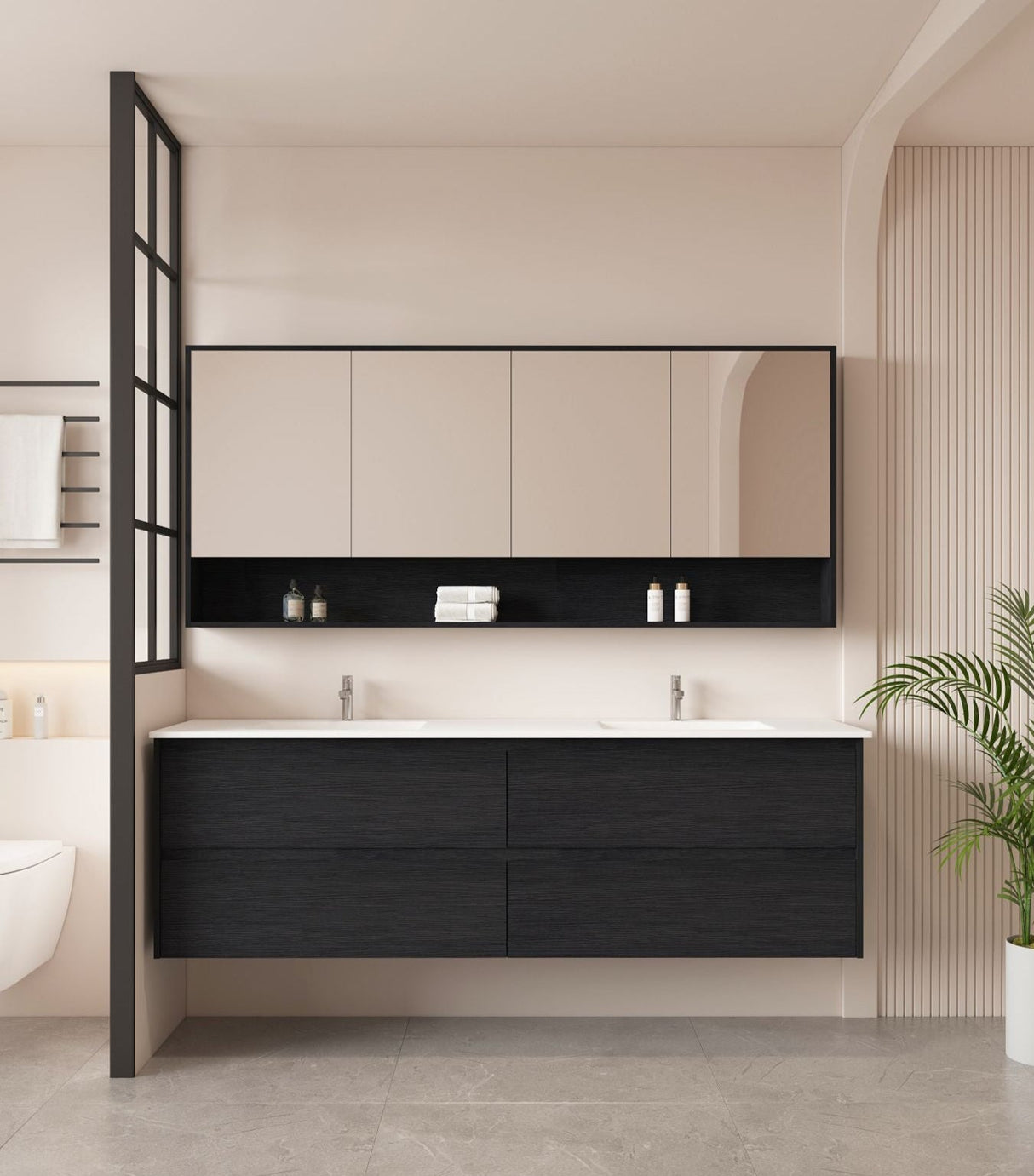HERA 1800mm Wall-Hung Vanity - Black Oak