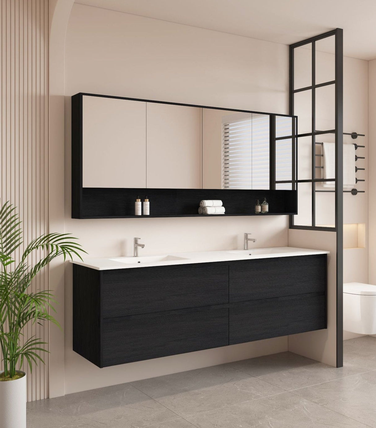 HERA 1800mm Wall-Hung Vanity - Black Oak