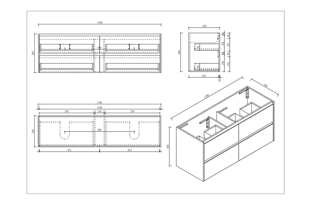 HERA 1800mm Wall-Hung Vanity - Black Oak