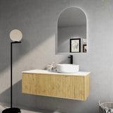 Bellevue Woodgrain Wall Hung Fluted Vanity 1200X386X380MM