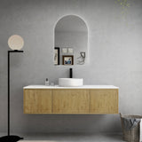 Bellevue Woodgrain Wall Hung Fluted Vanity 1500X496X380MM
