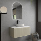 Bellevue Woodgrain Wall Hung Fluted Vanity 890X496X380MM