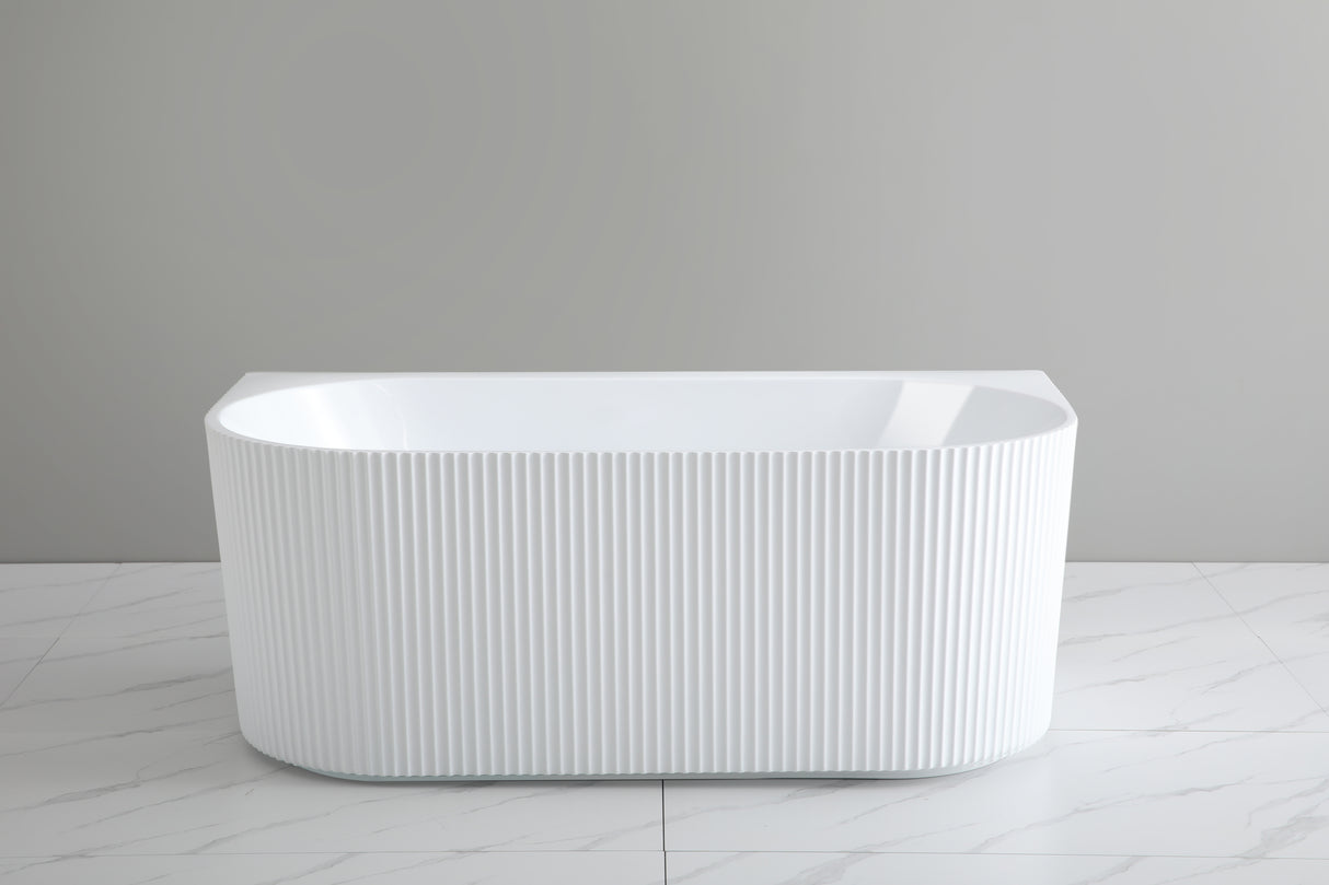 Bari Gloss White Groove Fluted Back-to-Wall Bathtub 1500*750*580mm