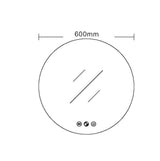 Luna LED Round Mirror 600mm - with Adjustable LED Lighting