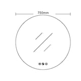Luna LED Round Mirror 750mm - with Adjustable LED Lighting