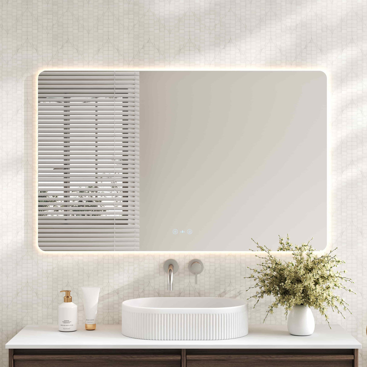 Luna LED Rectangular Mirror 1200mm - with Adjustable LED Lighting