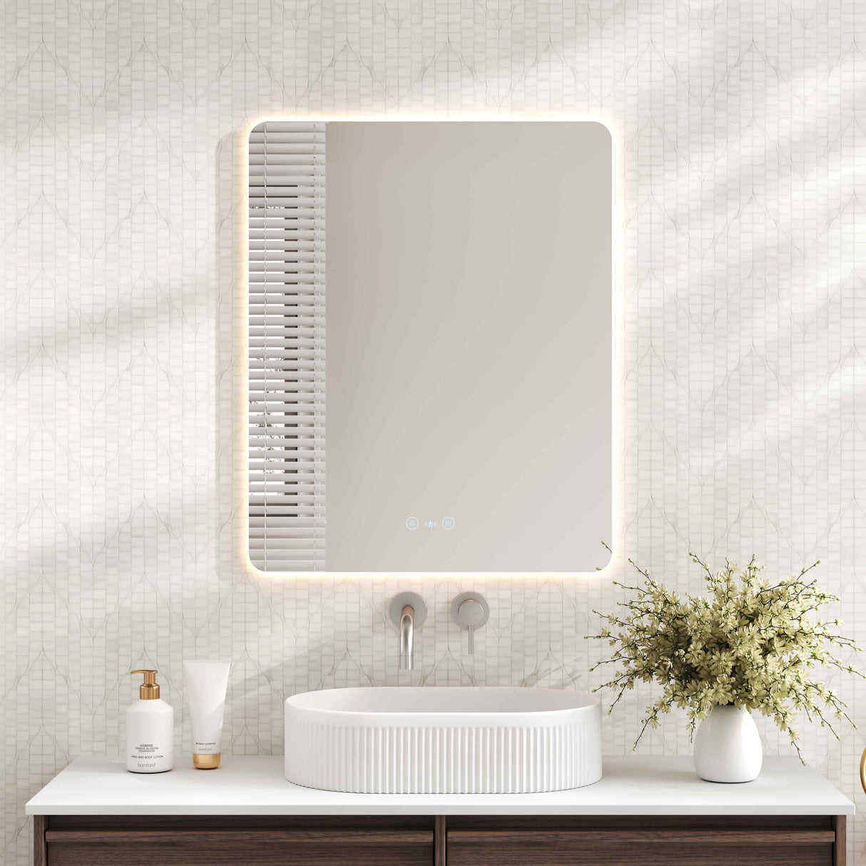 Luna LED Rectangular Mirror 600mm - with Adjustable LED Lighting